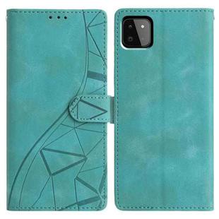 For Samsung Galaxy A22 5G Triangles Embossed Leather Phone Case(Green)
