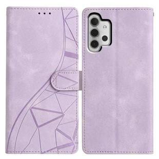 For Samsung Galaxy A32 5G Triangles Embossed Leather Phone Case(Purple)