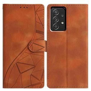 For Samsung Galaxy A52 4G / 5G Triangles Embossed Leather Phone Case(Brown)