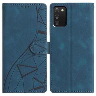 For Samsung Galaxy A02s 164mm Triangles Embossed Leather Phone Case(Blue)