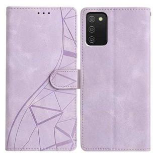 For Samsung Galaxy A02s EU Triangles Embossed Leather Phone Case(Purple)