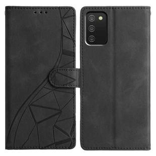 For Samsung Galaxy A02s EU Triangles Embossed Leather Phone Case(Black)