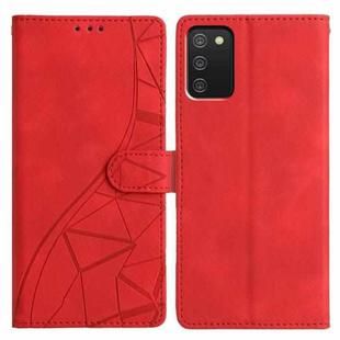 For Samsung Galaxy A02s EU Triangles Embossed Leather Phone Case(Red)