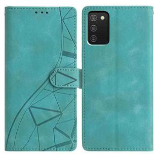 For Samsung Galaxy A02s EU Triangles Embossed Leather Phone Case(Green)