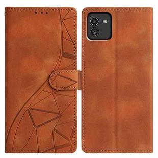 For Samsung Galaxy A03 164mm Triangles Embossed Leather Phone Case(Brown)