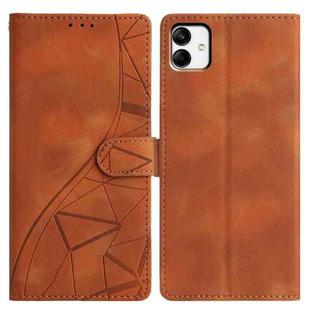 For Samsung Galaxy A04 Triangles Embossed Leather Phone Case(Brown)