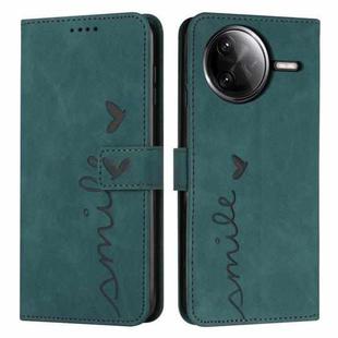 For Xiaomi Poco F7 Pro / Poco F7 Ultra Skin Feel Heart Embossed Leather Phone Case with Long Lanyard(Green)