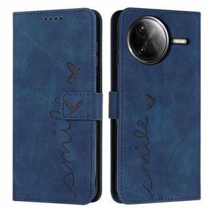 For Xiaomi Poco F7 Pro / Poco F7 Ultra Skin Feel Heart Embossed Leather Phone Case with Long Lanyard(Blue)