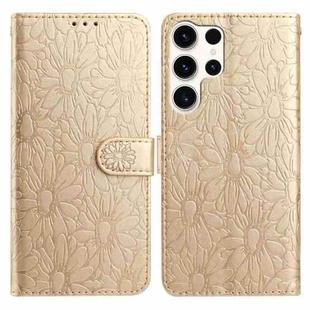 For Samsung Galaxy S25 Ultra 5G Daisy Embossed Leather Phone Case(Gold)