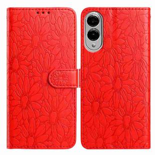 For Samsung Galaxy S25 Edge 5G Daisy Embossed Leather Phone Case(Red)