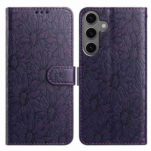 For Samsung Galaxy S24+ / S25+ 5G Daisy Embossed Leather Phone Case(Dark Purple)