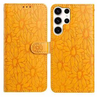 For Samsung Galaxy S24 Ultra 5G Daisy Embossed Leather Phone Case(Yellow)