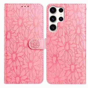 For Samsung Galaxy S24 Ultra 5G Daisy Embossed Leather Phone Case(Pink)