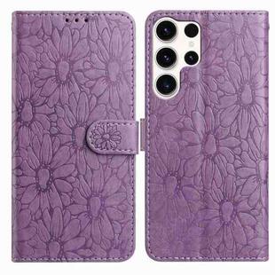 For Samsung Galaxy S24 Ultra 5G Daisy Embossed Leather Phone Case(Light Purple)