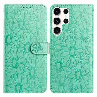 For Samsung Galaxy S24 Ultra 5G Daisy Embossed Leather Phone Case(Green)