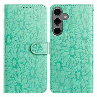 For Samsung Galaxy S24 / S25 5G Daisy Embossed Leather Phone Case(Green)