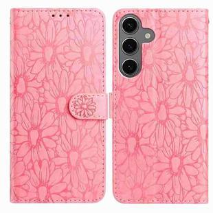 For Samsung Galaxy S24 FE 5G Daisy Embossed Leather Phone Case(Pink)