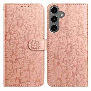 For Samsung Galaxy S24 FE 5G Daisy Embossed Leather Phone Case(Rose Gold)