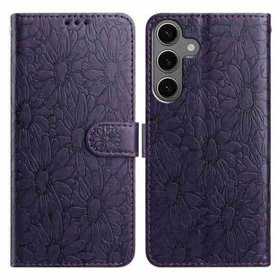 For Samsung Galaxy S24 FE 5G Daisy Embossed Leather Phone Case(Dark Purple)