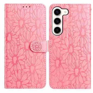 For Samsung Galaxy S23+ 5G Daisy Embossed Leather Phone Case(Pink)