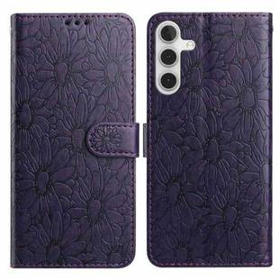For Samsung Galaxy S23 FE 5G Daisy Embossed Leather Phone Case(Dark Purple)
