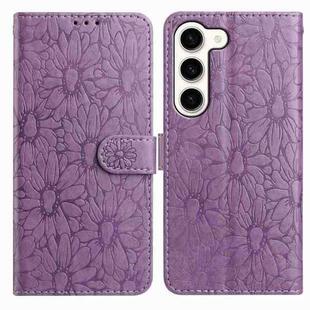 For Samsung Galaxy S23 5G Daisy Embossed Leather Phone Case(Light Purple)