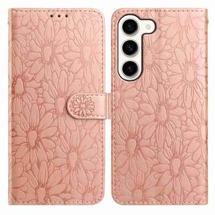 For Samsung Galaxy S23 5G Daisy Embossed Leather Phone Case(Rose Gold)