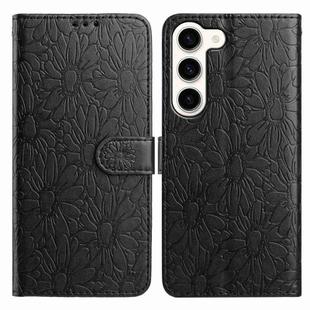 For Samsung Galaxy S23 5G Daisy Embossed Leather Phone Case(Black)