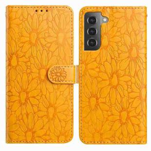 For Samsung Galaxy S22+ 5G Daisy Embossed Leather Phone Case(Yellow)