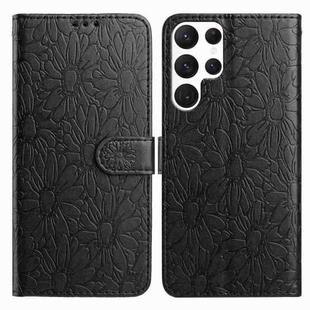 For Samsung Galaxy S22 Ultra 5G Daisy Embossed Leather Phone Case(Black)