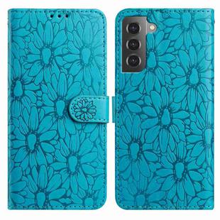 For Samsung Galaxy S22 5G Daisy Embossed Leather Phone Case(Blue)