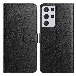 For Samsung Galaxy S21 Ultra 5G Daisy Embossed Leather Phone Case(Black)