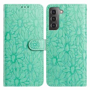 For Samsung Galaxy S21 5G Daisy Embossed Leather Phone Case(Green)