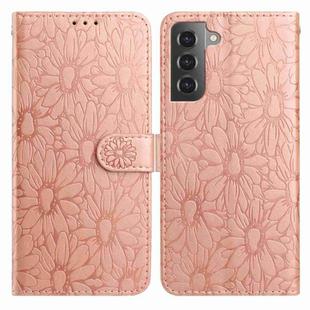 For Samsung Galaxy S21 5G Daisy Embossed Leather Phone Case(Rose Gold)
