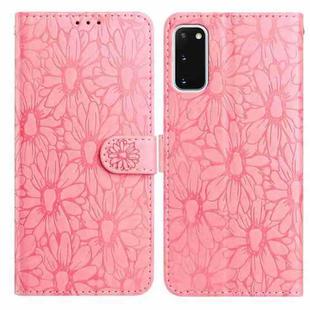 For Samsung Galaxy S20+ 5G Daisy Embossed Leather Phone Case(Pink)