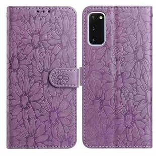 For Samsung Galaxy S20+ 5G Daisy Embossed Leather Phone Case(Light Purple)