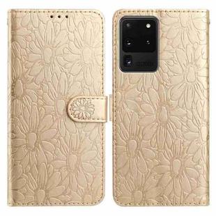 For Samsung Galaxy S20 Ultra 5G Daisy Embossed Leather Phone Case(Gold)