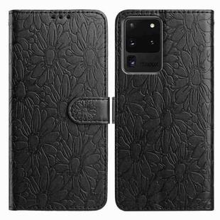 For Samsung Galaxy S20 Ultra 5G Daisy Embossed Leather Phone Case(Black)