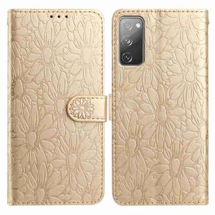 For Samsung Galaxy S20 FE 5G Daisy Embossed Leather Phone Case(Gold)