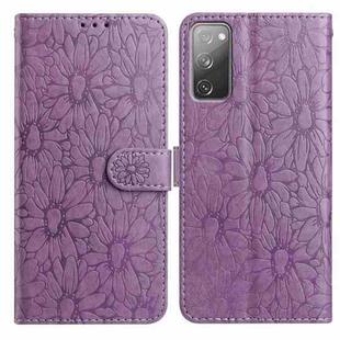 For Samsung Galaxy S20 FE 5G Daisy Embossed Leather Phone Case(Light Purple)