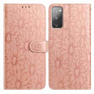 For Samsung Galaxy S20 FE 5G Daisy Embossed Leather Phone Case(Rose Gold)