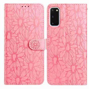 For Samsung Galaxy S20 5G Daisy Embossed Leather Phone Case(Pink)