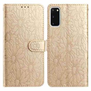 For Samsung Galaxy S20 5G Daisy Embossed Leather Phone Case(Gold)