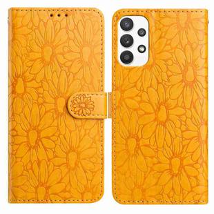For Samsung Galaxy A73 Daisy Embossed Leather Phone Case(Yellow)