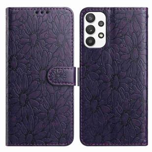 For Samsung Galaxy A53 5G Daisy Embossed Leather Phone Case(Dark Purple)