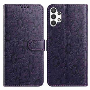 For Samsung Galaxy A32 4G Daisy Embossed Leather Phone Case(Dark Purple)