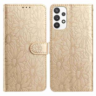 For Samsung Galaxy A23 5G Daisy Embossed Leather Phone Case(Gold)