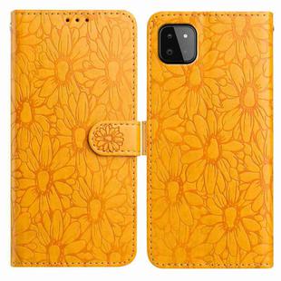 For Samsung Galaxy A22 5G Daisy Embossed Leather Phone Case(Yellow)