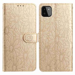 For Samsung Galaxy A22 5G Daisy Embossed Leather Phone Case(Gold)