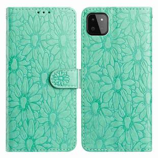 For Samsung Galaxy A22 5G Daisy Embossed Leather Phone Case(Green)